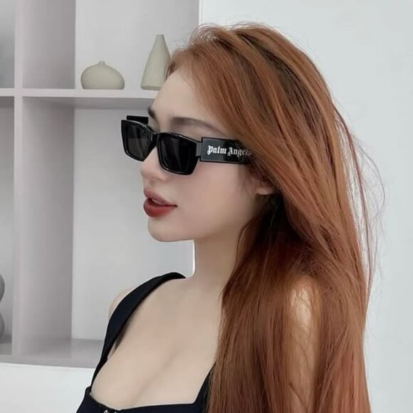 Palm Angels PERI002 PALM 1807 Sunglasses Yellow Rectangle Frame, Grey Lenses - Picture 2 of 10